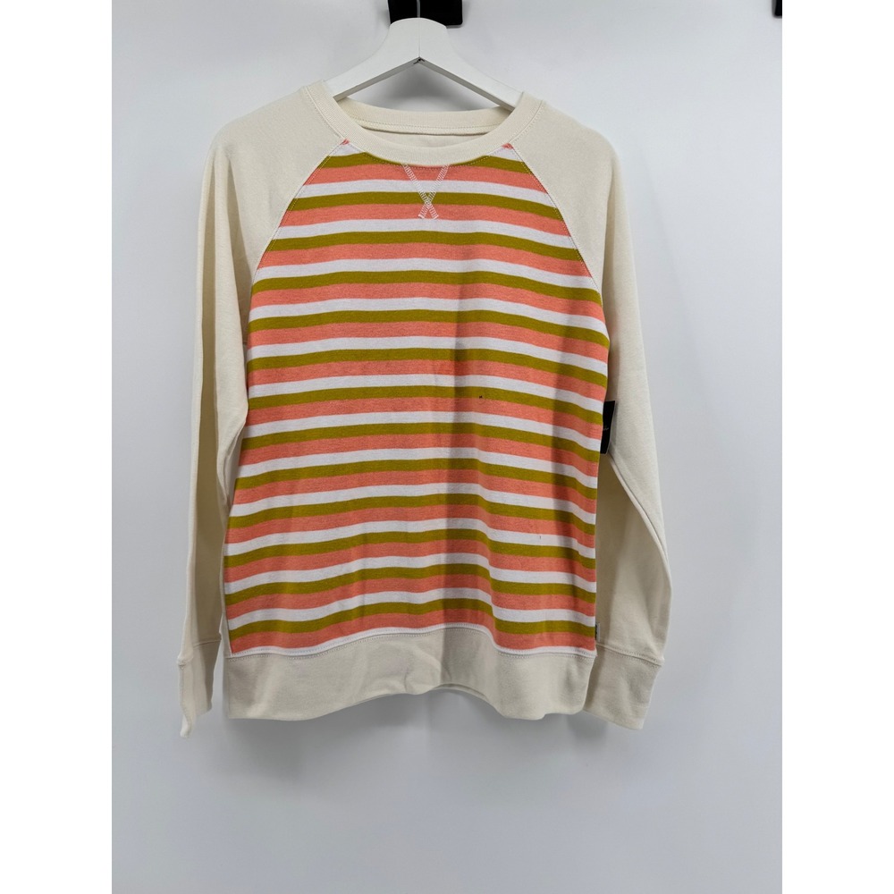 Eddie Bauer Sweatshirt Cream Coral Olive Green Womens M